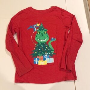 Cat & Jack Red Christmas Dinosaur Long Sleeve Shirt Size 8/10